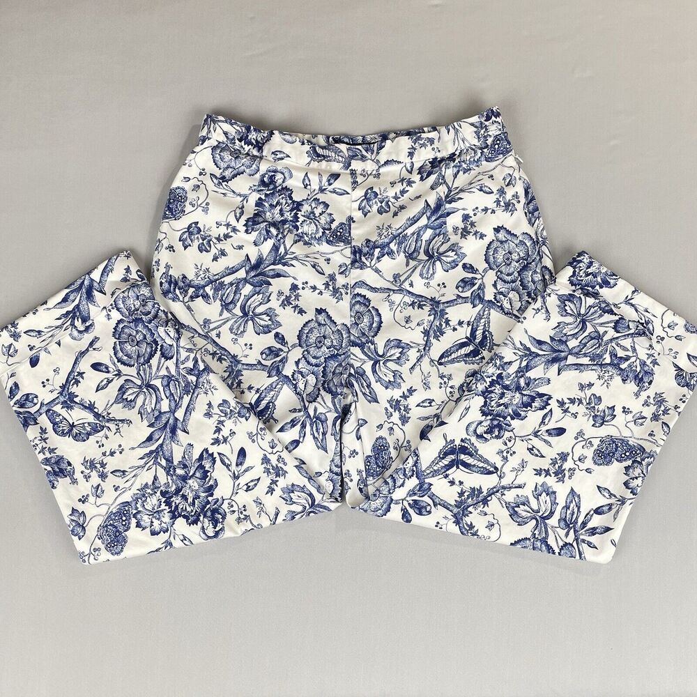 Bill Blass White Floral Print Capri Jeans Women's 8 Perfect Fit High Rise Mom - Picture 5 of 16